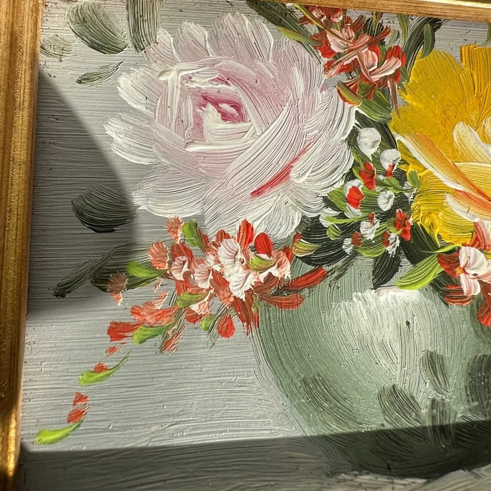 Floral Painting with Gold Frame - Picture 3 of 4